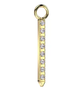 Gold PVD Pave Clear CZ Post Titanium Charm