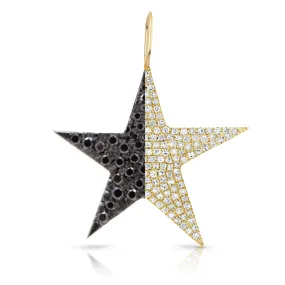 Half Diamond Half Gemstone Pave Star Charm