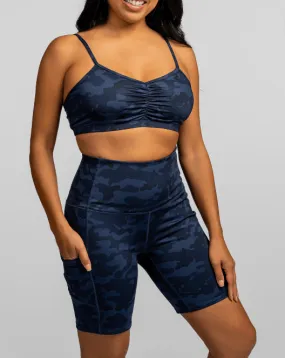 Hi Five High-Waisted Biker Short – Looker (Navy/Black Camo)