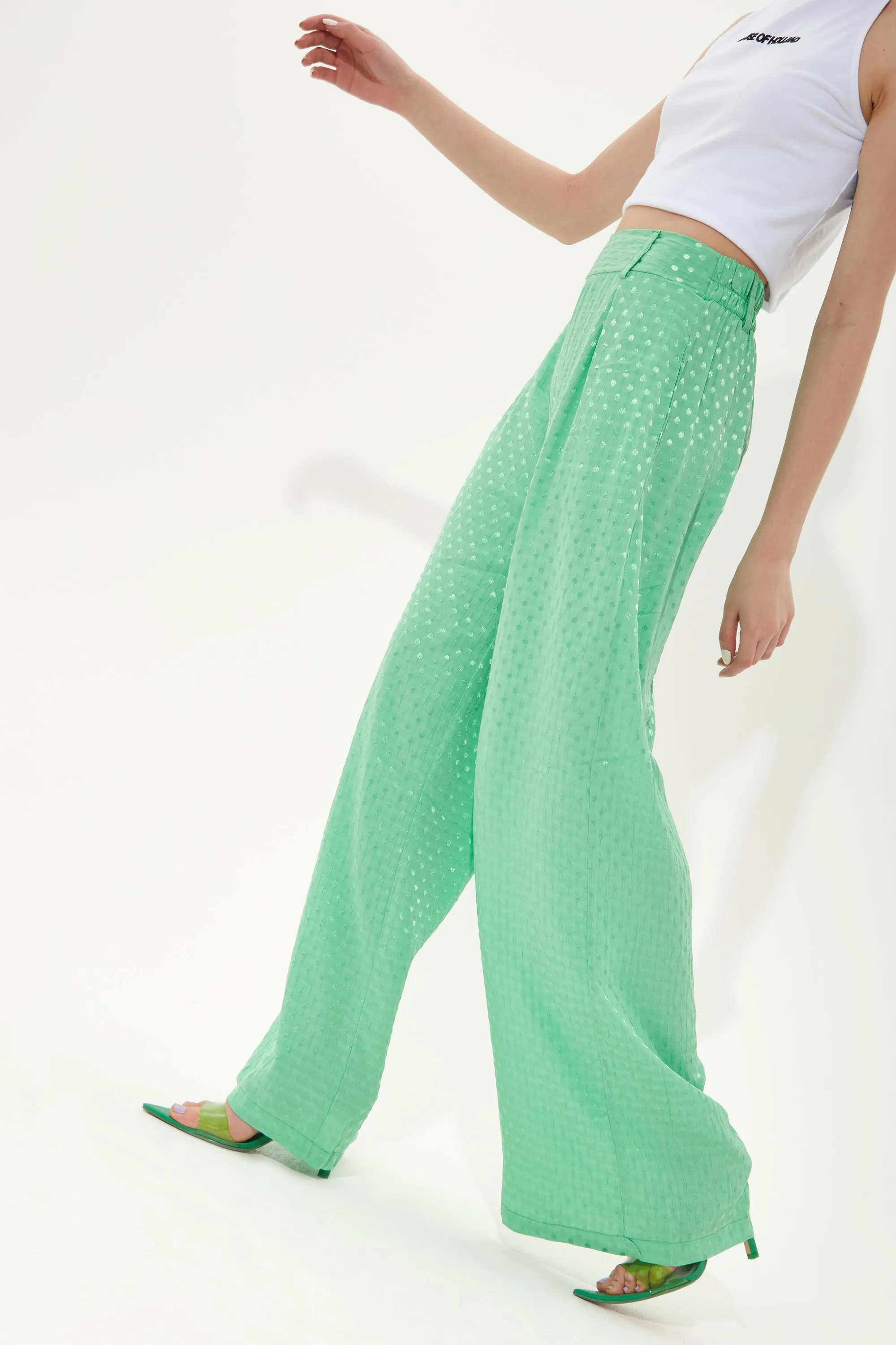 House of Holland Mint Green Jacquard Trousers