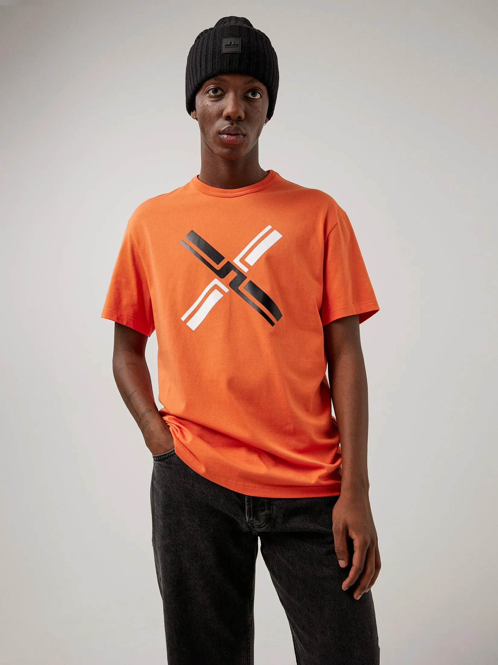 J.Lindeberg Mens Jamie Logo T-Shirt - CIRCLE ORANGE