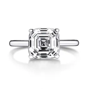 Jolics Asscher Cut Classic 925 Sterling Silver Ring