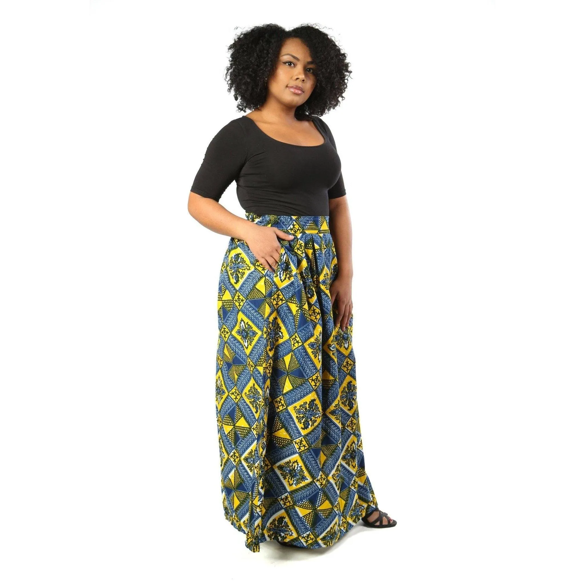 KAMI African Print Maxi Skirt