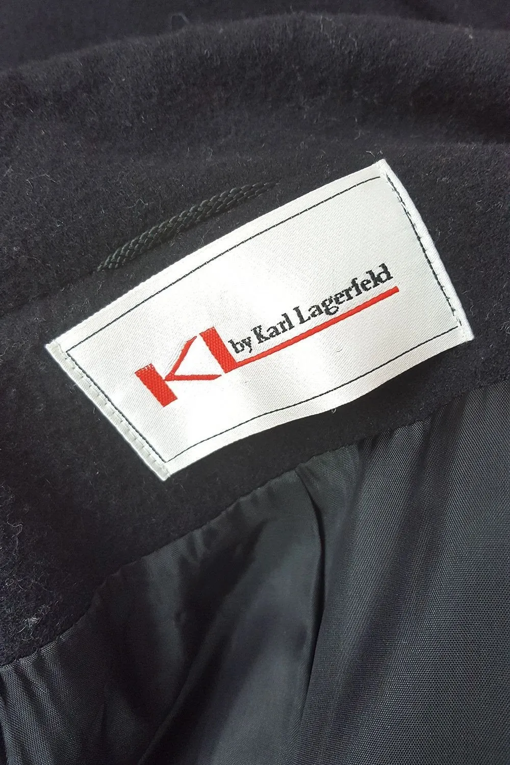 KL by KARL LARGERFELD Vintage Black Wool Opera Coat (14)