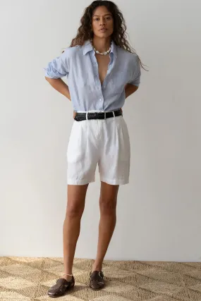 Linen Pleated Short - Powder