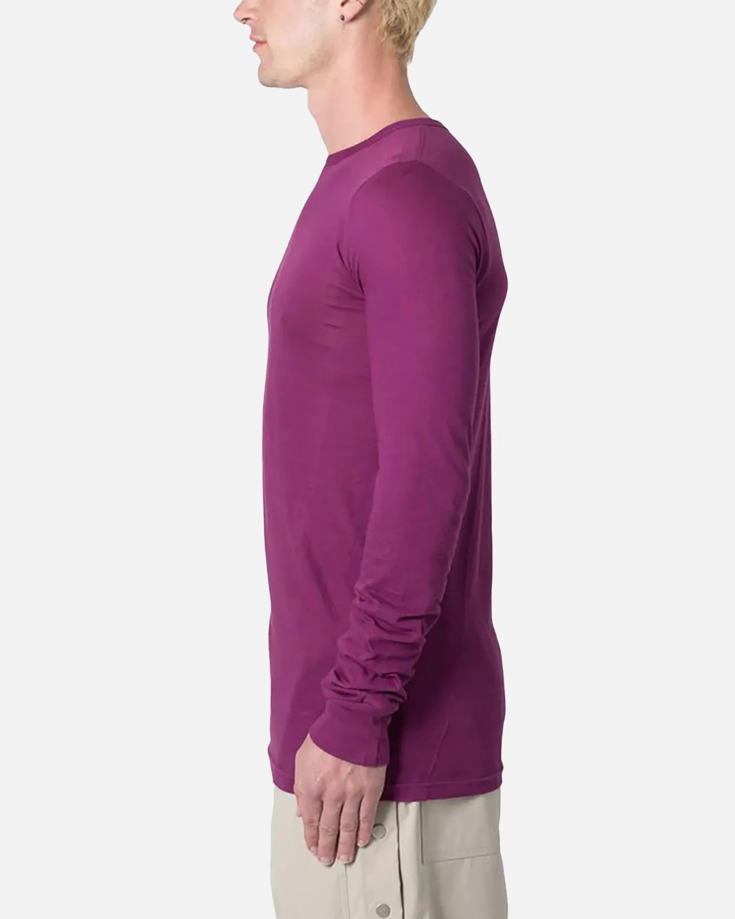 MNML Sheer Knit Jersey Long Sleeve T-Shirt Magenta