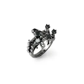 New Alphabet A Ring [Black/White gems]