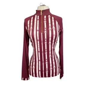 Novella Equestrian 'The Luna' Long Sleeve Shirt in Deep Wine  - Women's Small