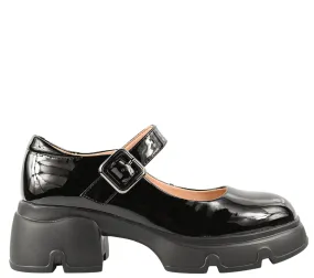 Pantofi casual, dama, PASS COLLECTION, M450008 negru, piele lacuita