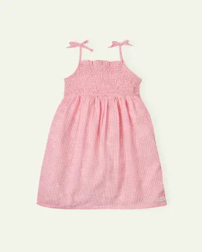 Pink Check Smocked Dress