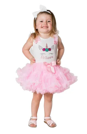 Popatu Baby Girl's & Little Girl's Personalized Unicorn Ruffle Dress