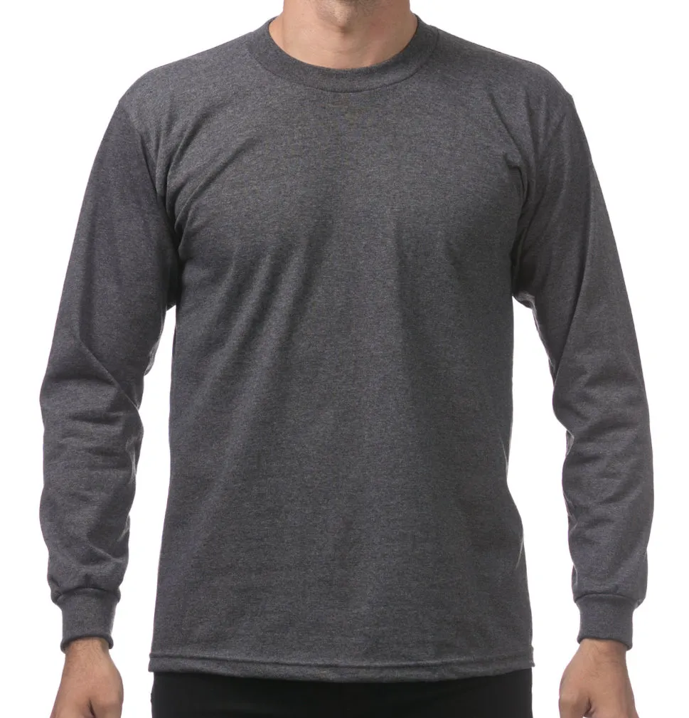 Pro Club Men's Heavyweight Cotton Long Sleeve Crew Neck T-Shirt