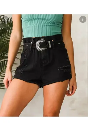 Reba Paper Bag Shorts (Black)