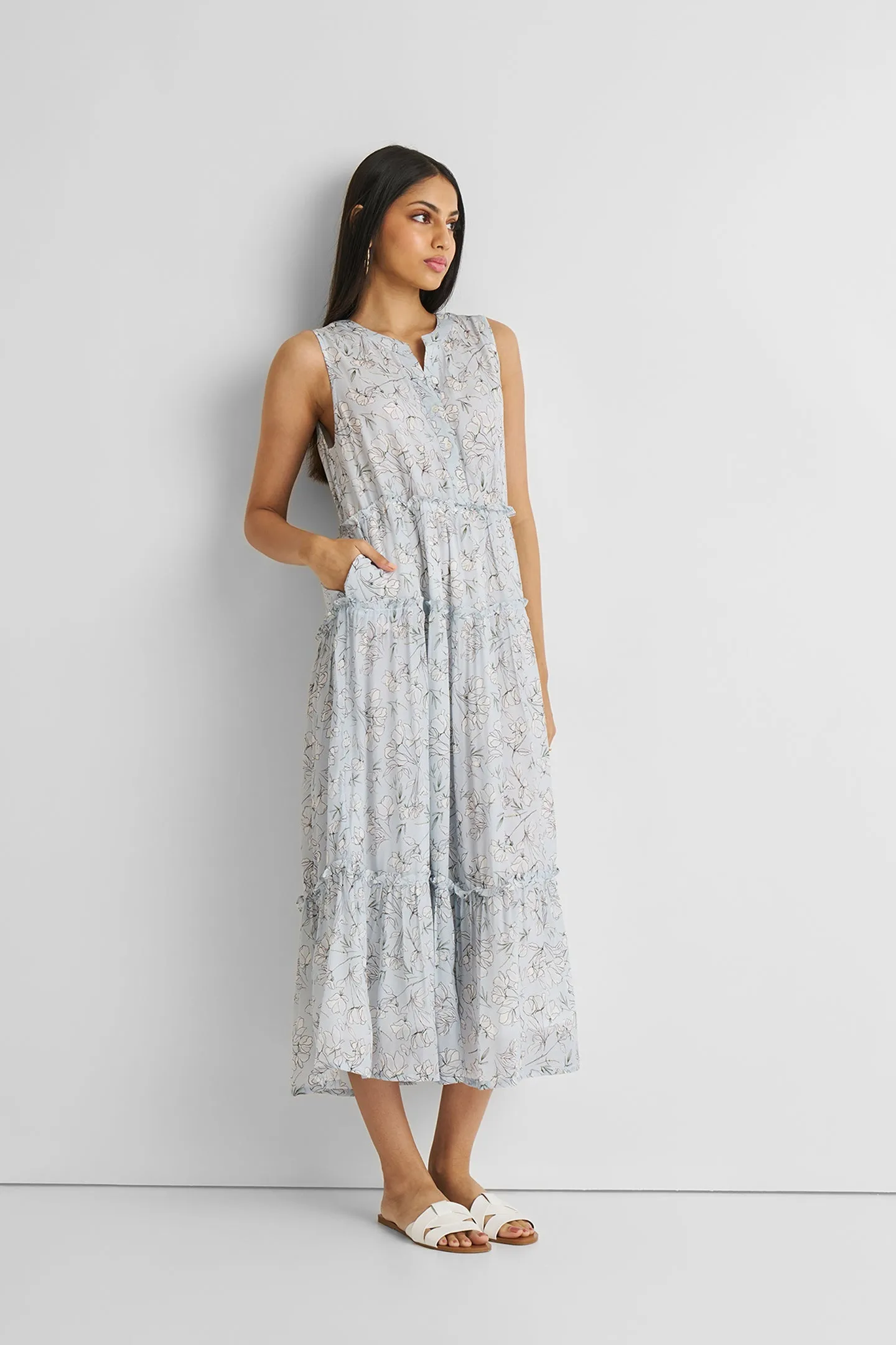 Reistor Perfect Resort Maxi Dress in Blue Florals