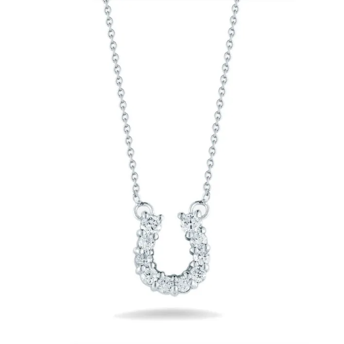 Roberto Coin 18k White Gold Diamond Horseshoe Necklace