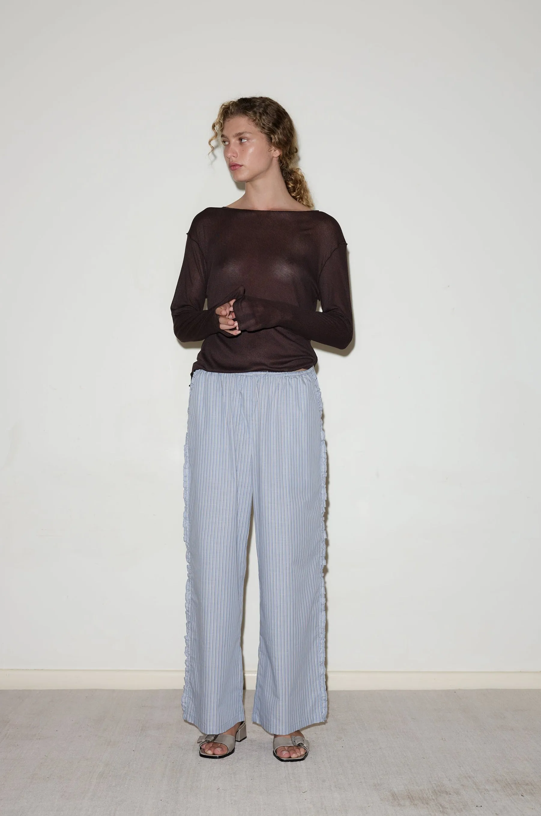 Ruffle Pant - Glacier Stripe