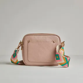 Sienna Crossbody Bag in Blush with Mustard and Pink Bohemian Strap