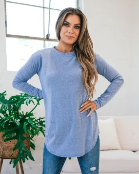 Slub Knit Long Sleeve Top - Denim