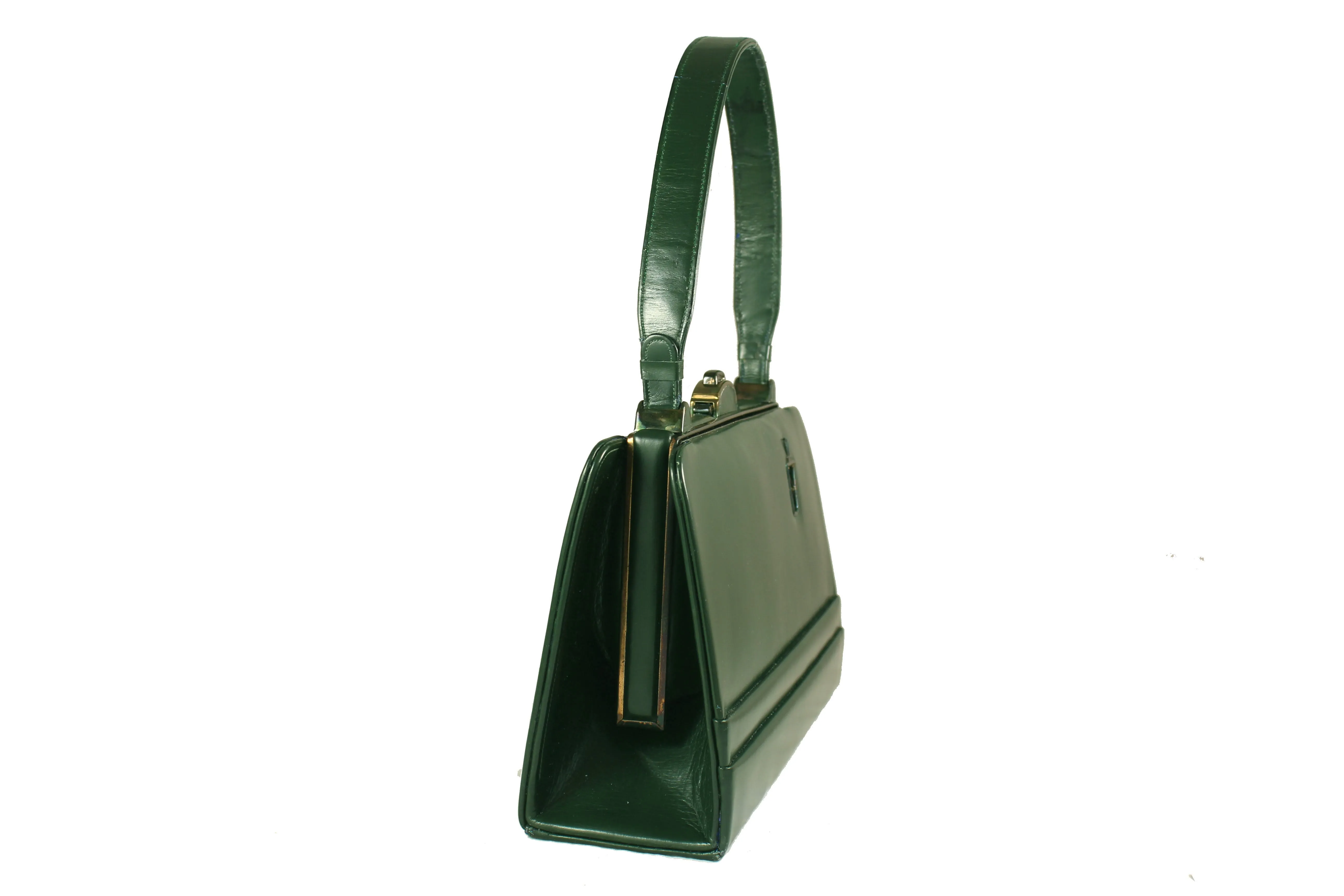 STRAETER "LITE ON" green leather handbag