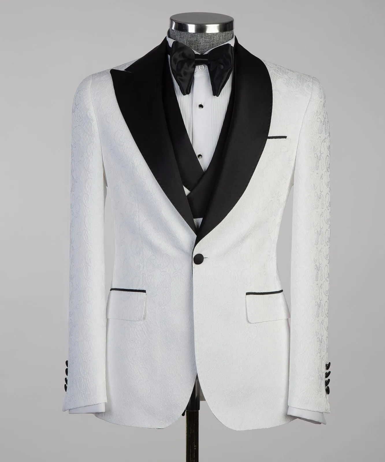 White cambridge tuxedo suit