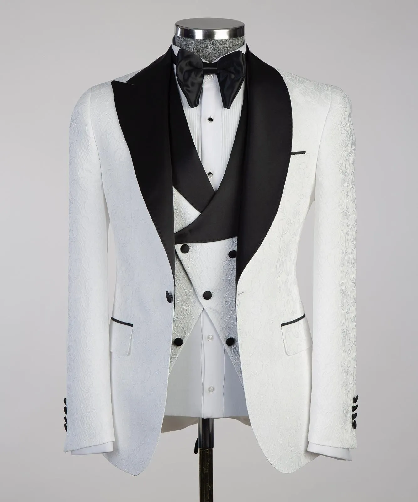 White cambridge tuxedo suit