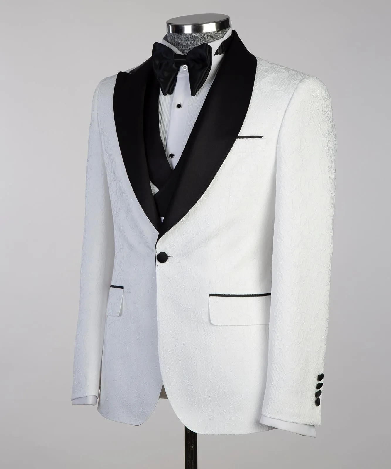 White cambridge tuxedo suit