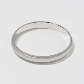 White Gold Classic Milgrain Wedding Band - Matte 3mm