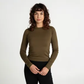 Womens Merino LS Base Layer Olive